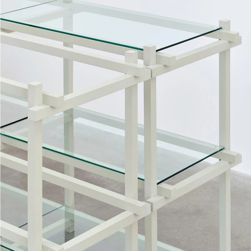 Woody Shelving Smokey Grey Beech Frame 2.0 - Column, Low - Clear Glass Shelves - Image 2