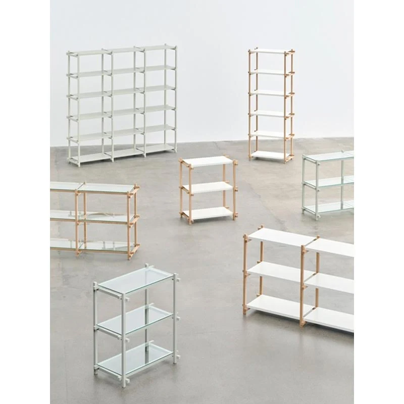 Woody Shelving Smokey Grey Beech Frame 2.0 - Column, Low - Clear Glass Shelves - Image 6