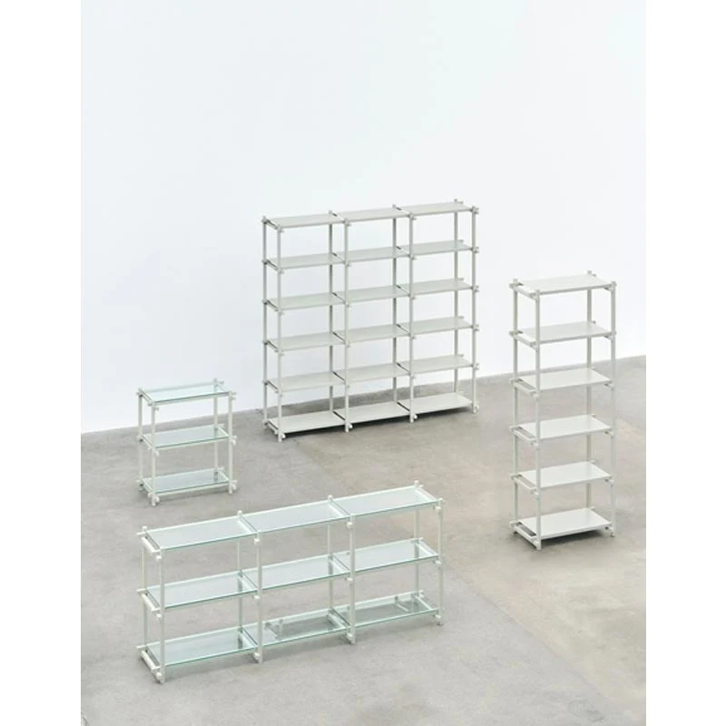 Woody Shelving Smokey Grey Beech Frame 2.0 - Column, Low - Clear Glass Shelves - Image 7
