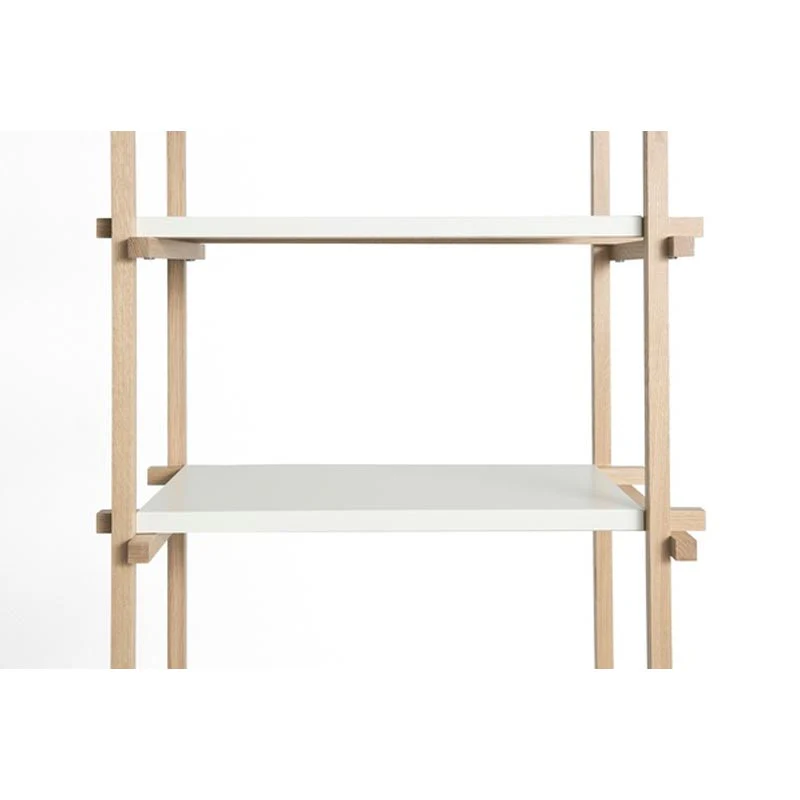 Woody Shelving Soaped Oak Frame 2.0 - Column, High - Almond White Steel Shelves, by HAY - Image 2