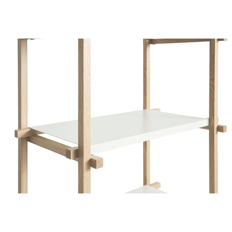 Woody Shelving Soaped Oak Frame 2.0 - Column, High - Almond White Steel Shelves, by HAY - Image 3