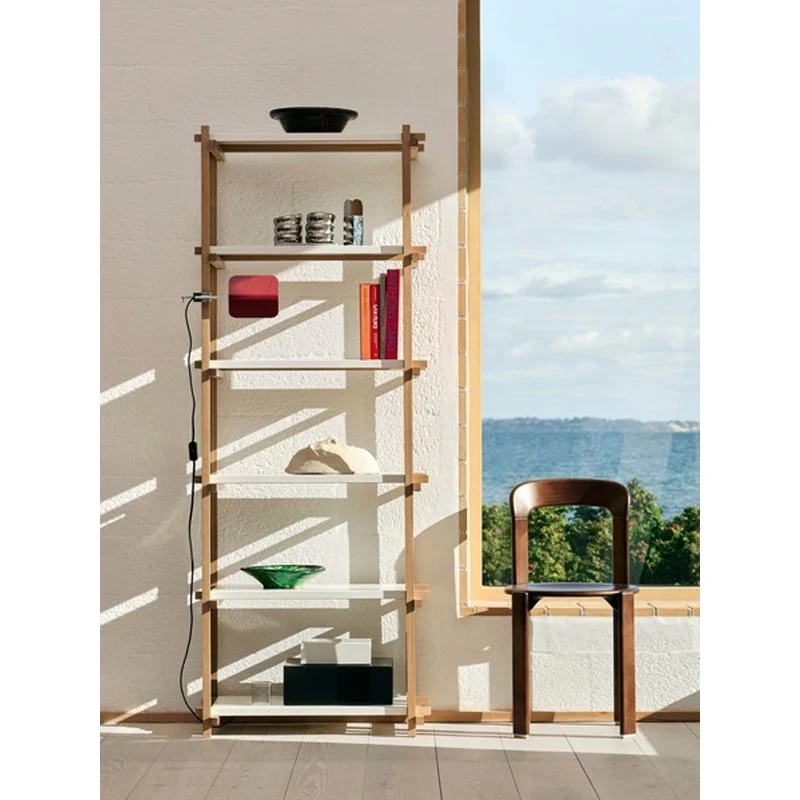 Woody Shelving Soaped Oak Frame 2.0 - Column, High - Almond White Steel Shelves, by HAY - Image 4