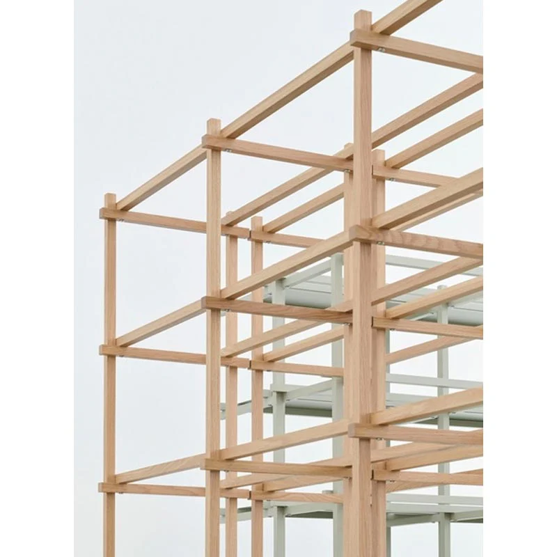 Woody Shelving Soaped Oak Frame 2.0 - Column, High - Almond White Steel Shelves, by HAY - Image 6