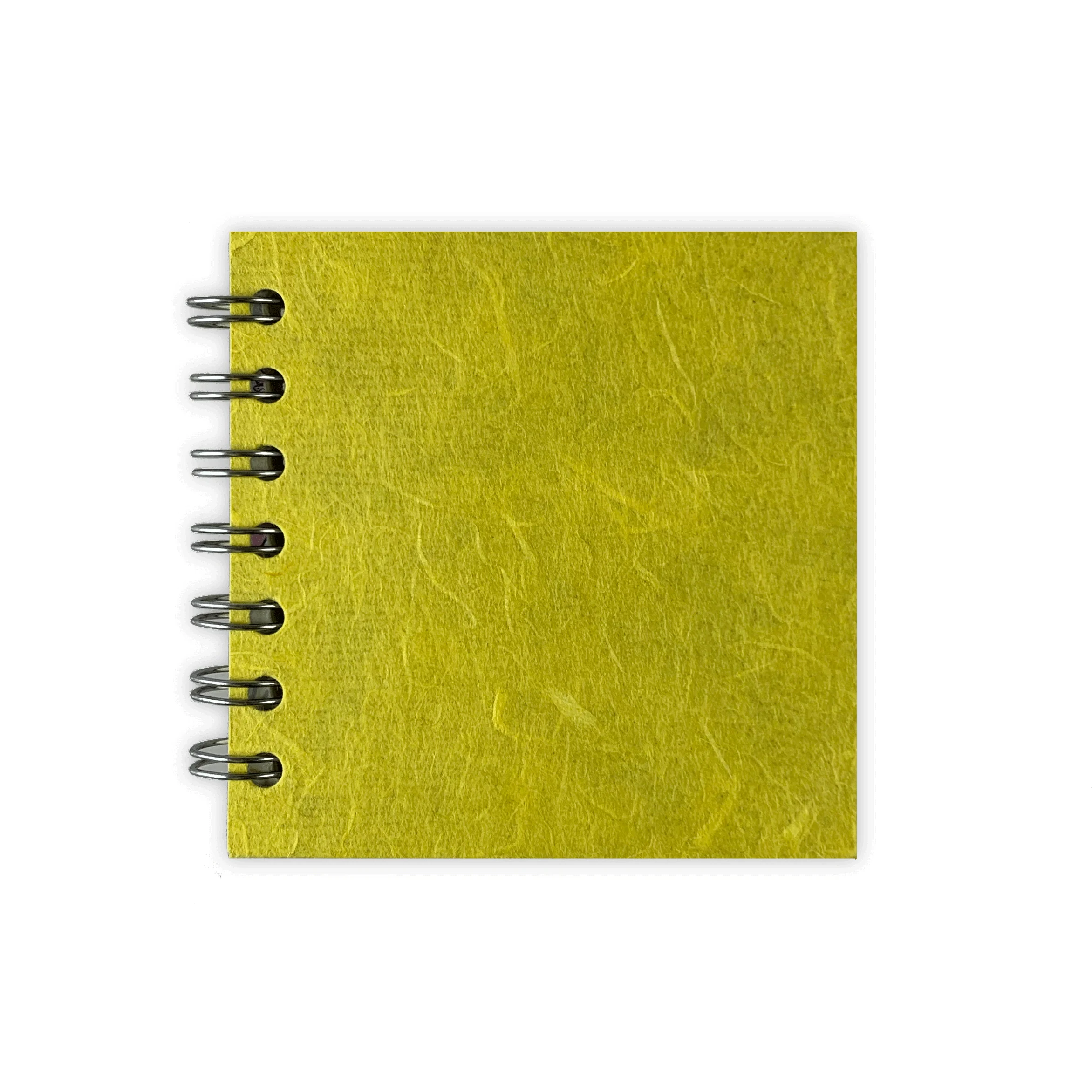 Yellow Square Notebook by Pink Pig (4x4 inches, Thai silk cover) - Image 2